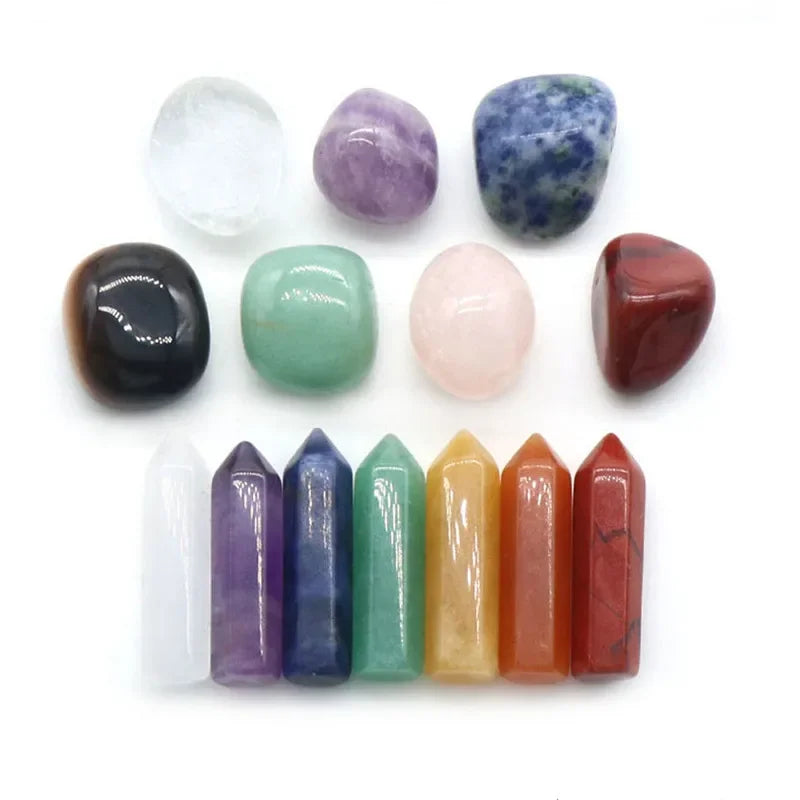 14Pcs Natural Quartz Crystal Chakra Healing Stones and Crystals Set Hexagon Healing Gemstone Meditation Home Decor Crafts Gifts