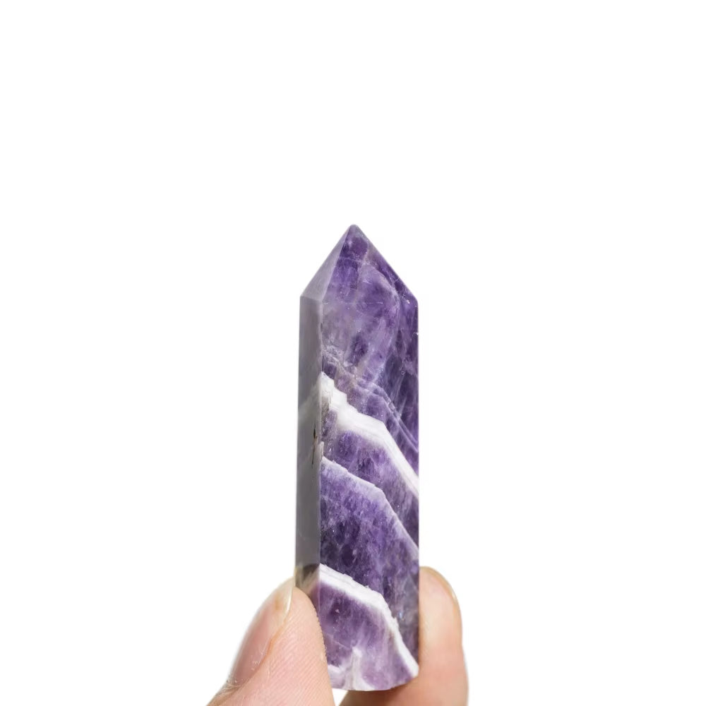 Natural Amethyst Healing Energy Stone Natural Quartz Hall Decoration Polished Stone Obelisk Carved Crystals Crafts 40-80Mm 1Pc