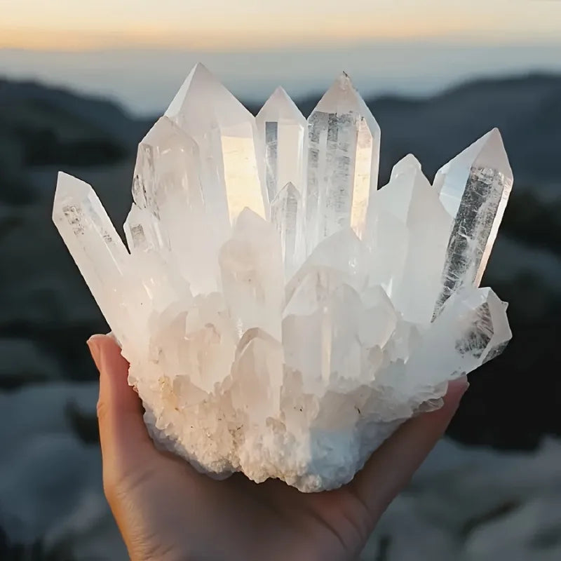Spiritual Clear Quartz Crystal Cluster White Crystal Mineral Crystals and Stones Healing Crystal Craft Ornament Holiday Gift
