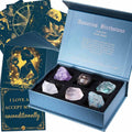 Aquarius Crystals Gift for Women - 6 Aquarius Zodiac Stones W/ 50 Miracle Mantras Affirmation Cards, Healing Astrology Gifts for Promoting Positive Energy, Self-Care & Love
