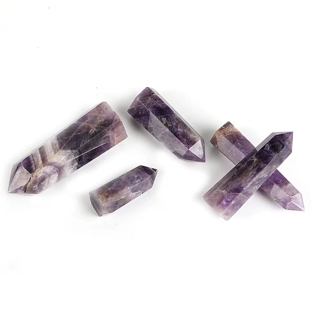 Natural Amethyst Healing Energy Stone Natural Quartz Hall Decoration Polished Stone Obelisk Carved Crystals Crafts 40-80Mm 1Pc