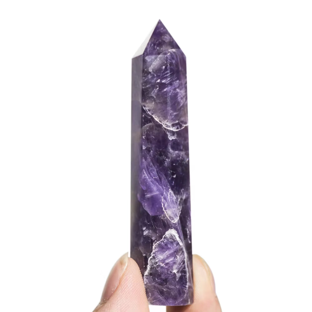 Natural Amethyst Healing Energy Stone Natural Quartz Hall Decoration Polished Stone Obelisk Carved Crystals Crafts 40-80Mm 1Pc
