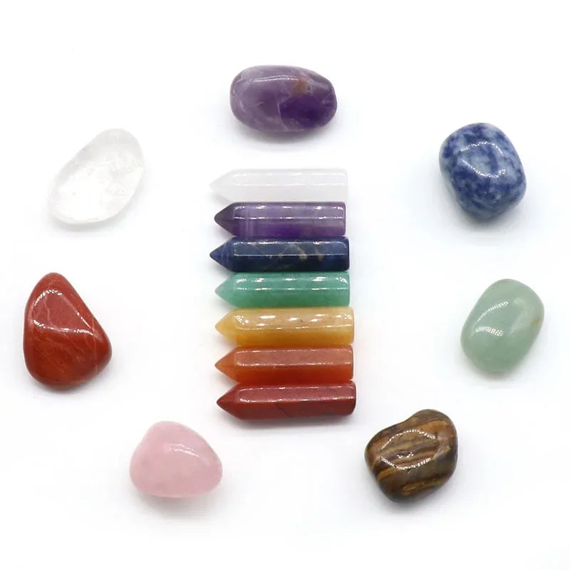 14Pcs Natural Quartz Crystal Chakra Healing Stones and Crystals Set Hexagon Healing Gemstone Meditation Home Decor Crafts Gifts