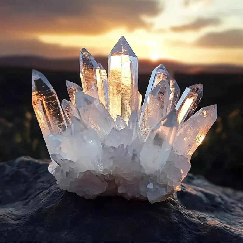 Spiritual Clear Quartz Crystal Cluster White Crystal Mineral Crystals and Stones Healing Crystal Craft Ornament Holiday Gift